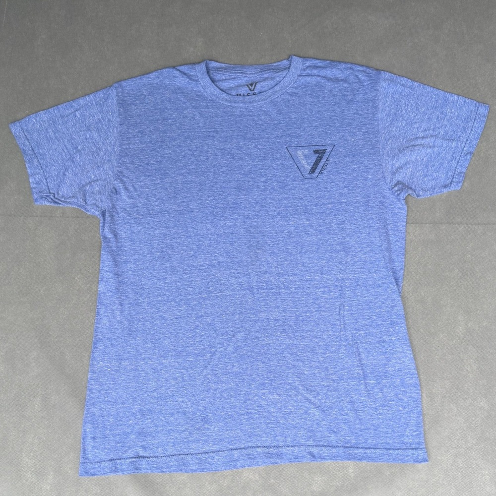 Vissla Mens Blue Heathered Graphic Logo Short Sleeve T-Shirt Medium